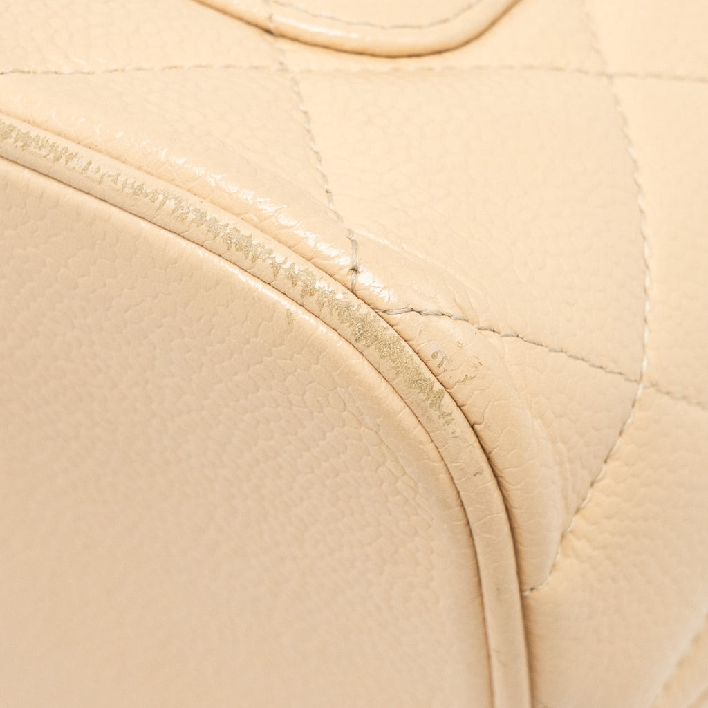 CHANEL VINTAGE MEDALLION TOTE BAG CAVIAR BEIGE GHW