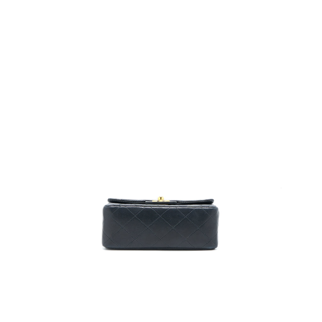 CHANEL VINTAGE SQUARE FLAP BAG LAMBSKIN BLACK GHW