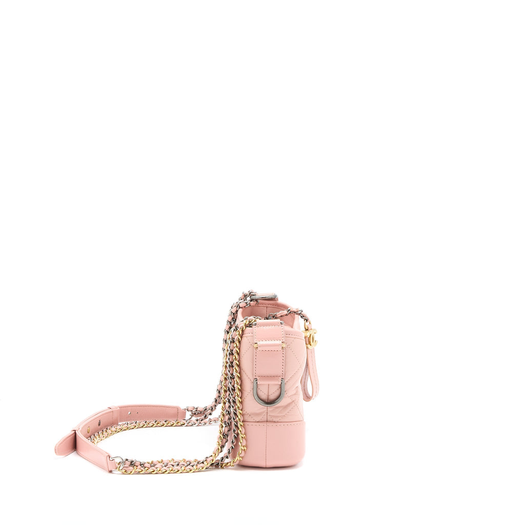 CHANEL SMALL GABRIELLE HOBO BAG CALFSKIN LIGHT PINK MULTICOLOUR HARDWARE