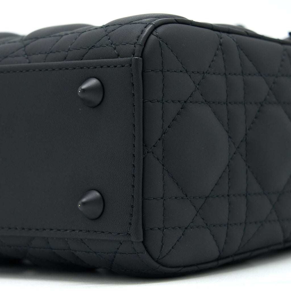 DIOR SMALL LADY DIOR CALFSKIN SO BLACK WITH BLACK HARDWARE