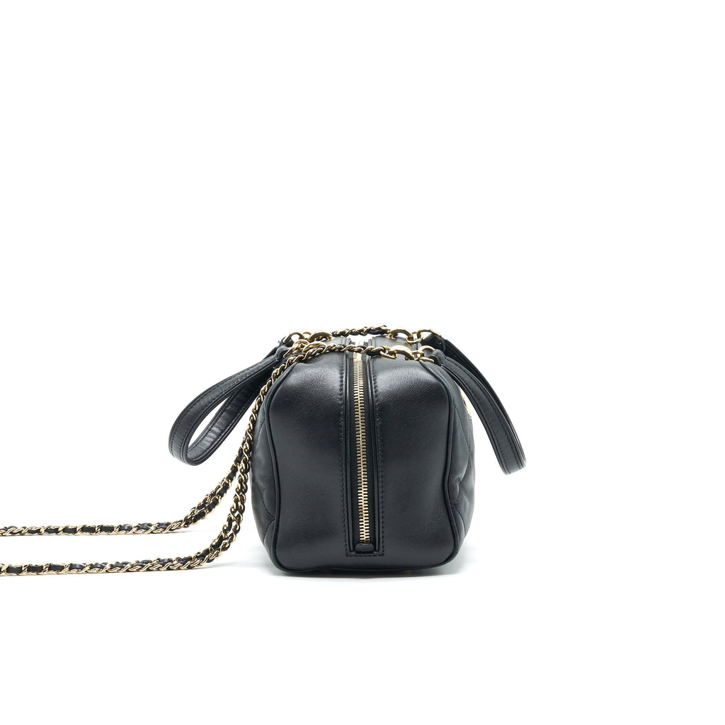 CHANEL BLACK LAMBSKIN BOWLING BAG GHW