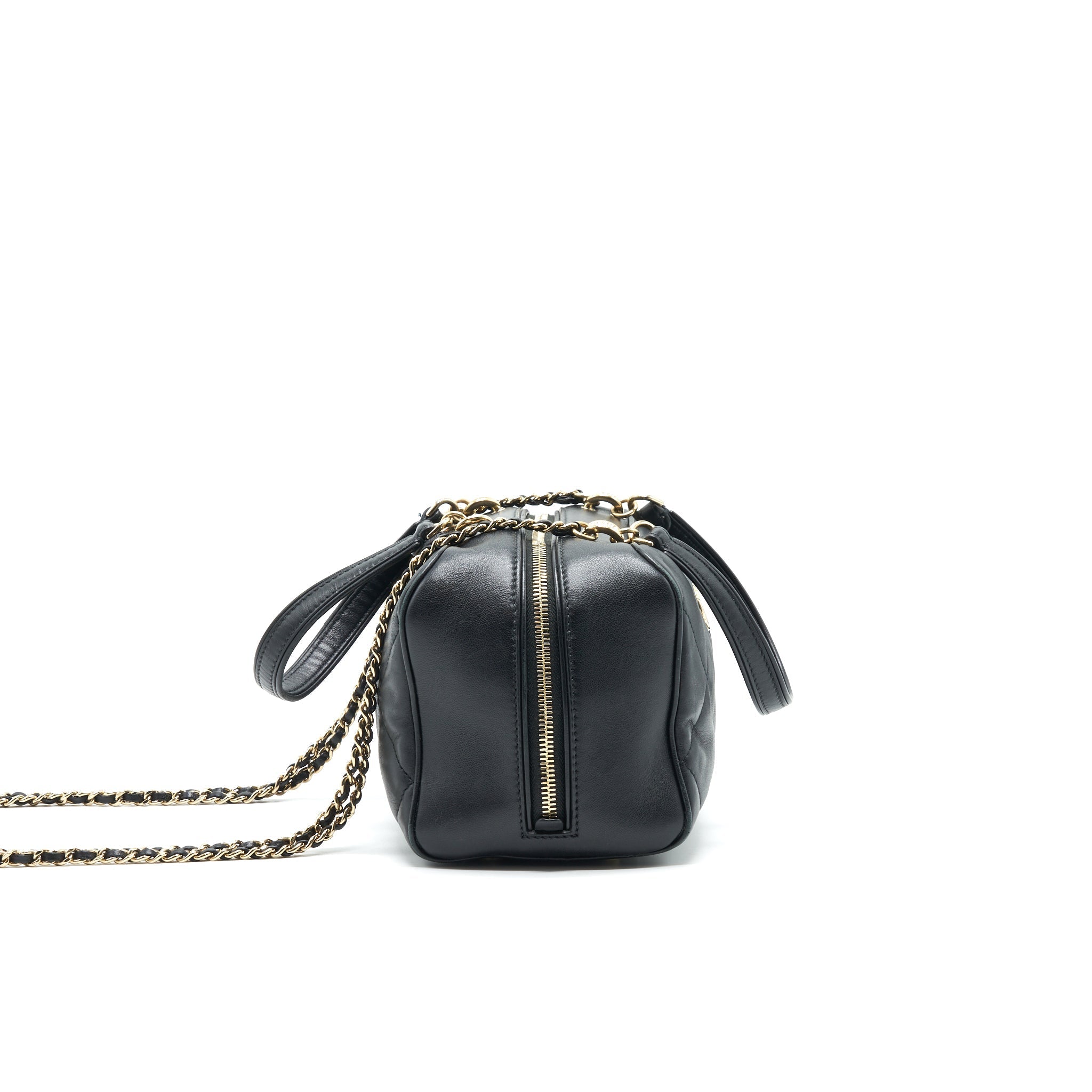 CHANEL BLACK LAMBSKIN BOWLING BAG GHW