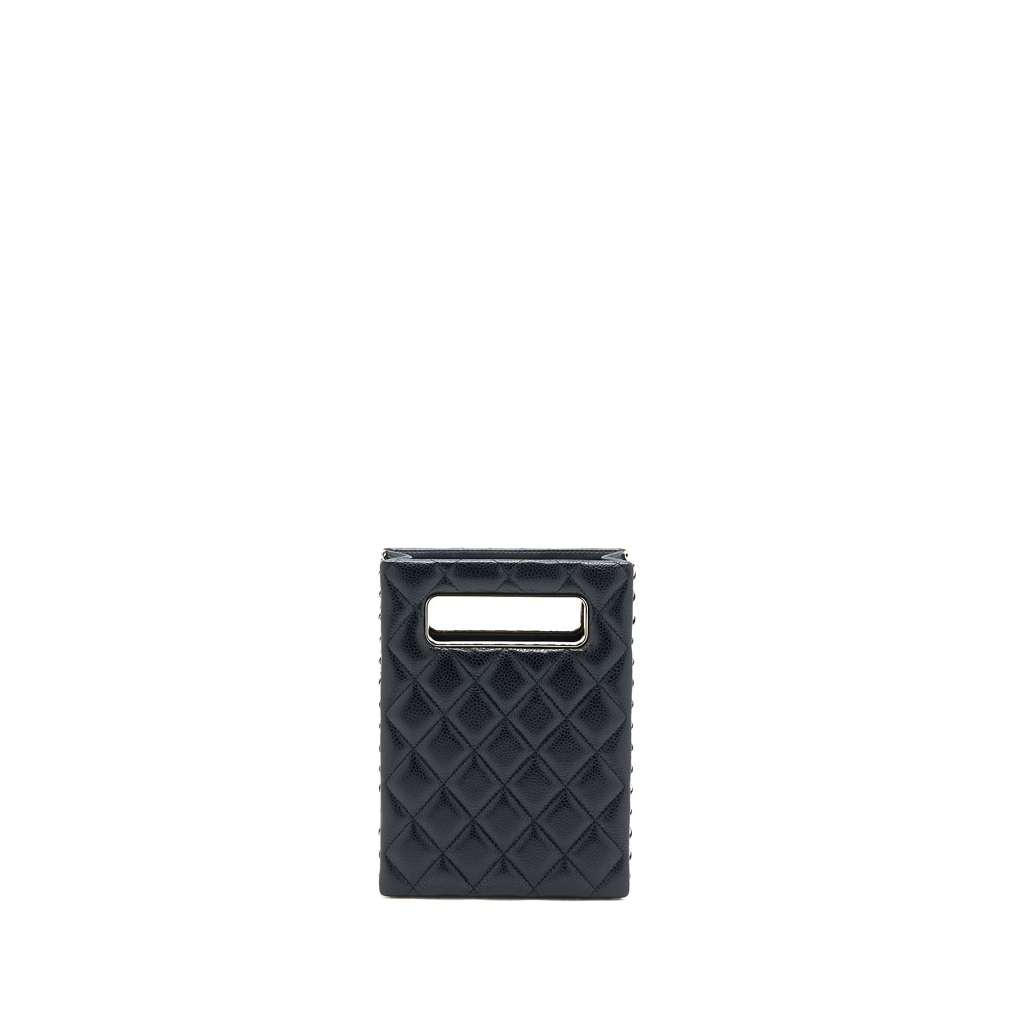 CHANEL VERTICAL EVENING CHAIN BAG CAVIAR BLACK LGHW (MICROCHIP)
