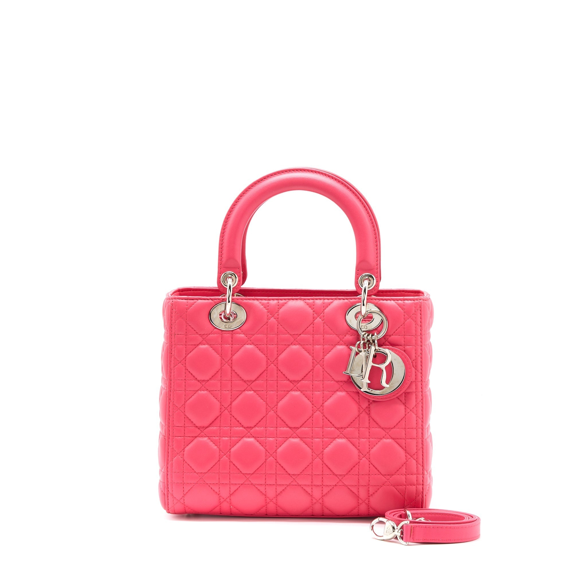 DIOR MEDIUM LADY DIOR LAMBSKIN PINK SHW
