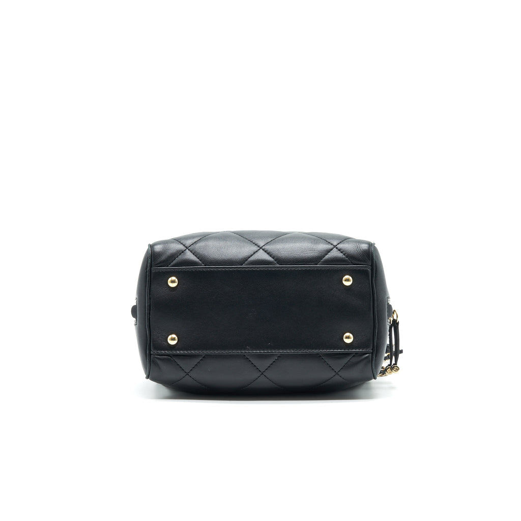 CHANEL BLACK LAMBSKIN BOWLING BAG GHW