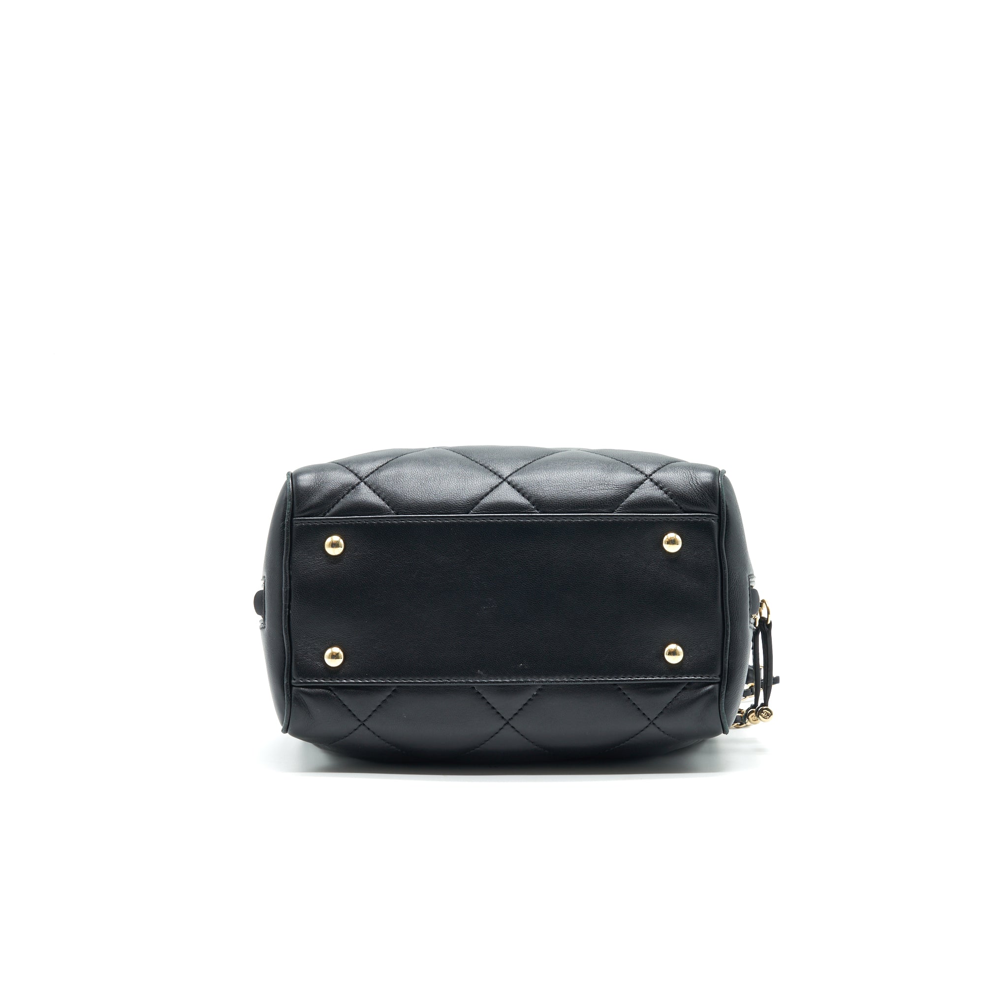 CHANEL BLACK LAMBSKIN BOWLING BAG GHW