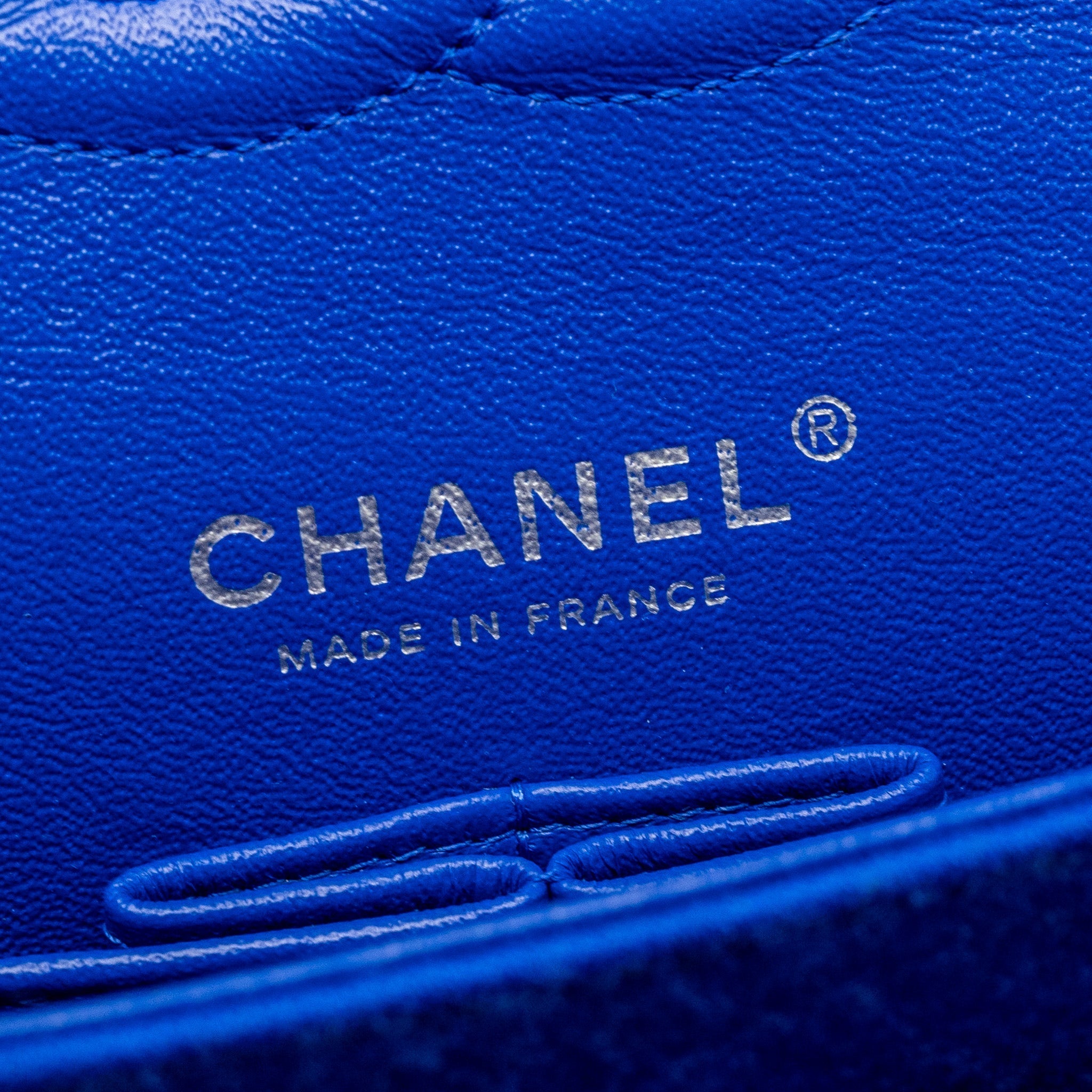 CHANEL MEDIUM CLASSIC DOUBLE FLAP BAG FABRIC BLUE SHW
