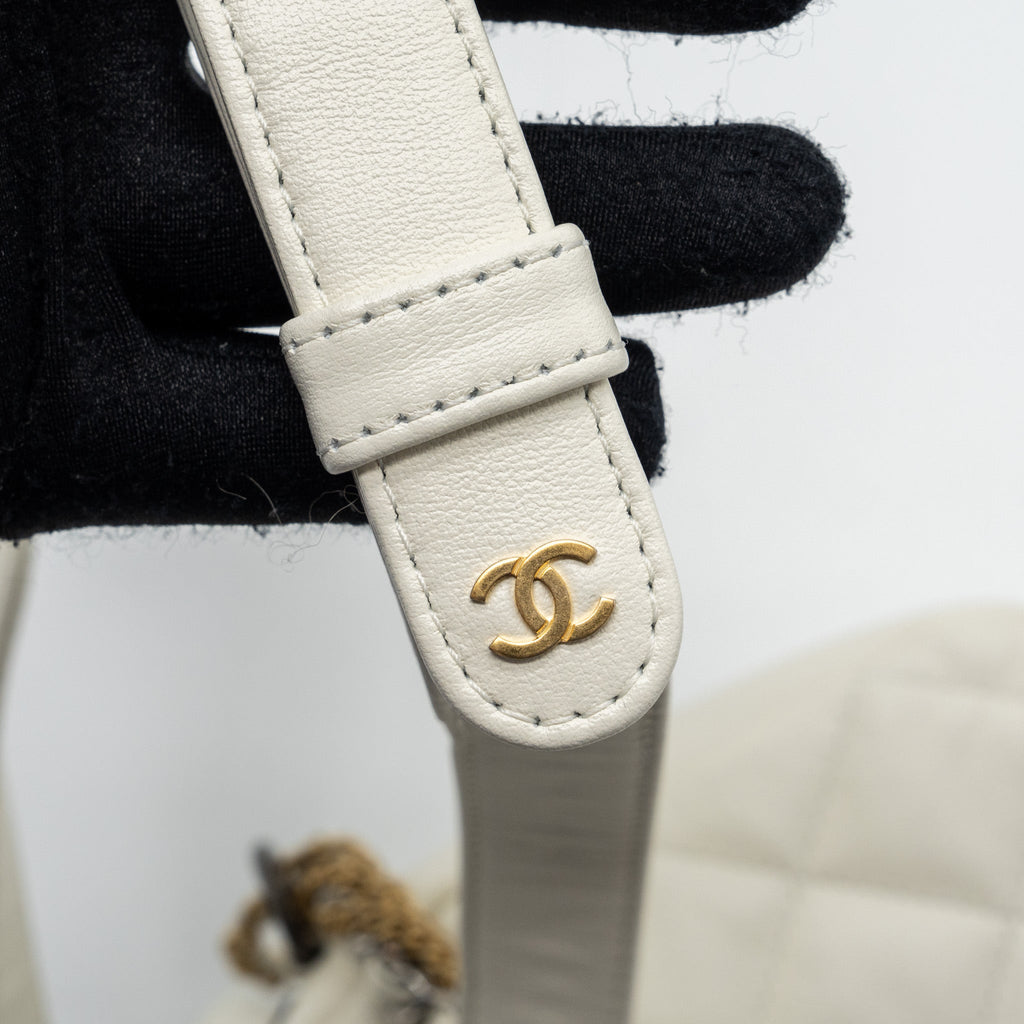 CHANEL SMALL CAMERA BAG CALFSKIN WHITE MULTICOLOUR HARDWARE(MICROCHIP)