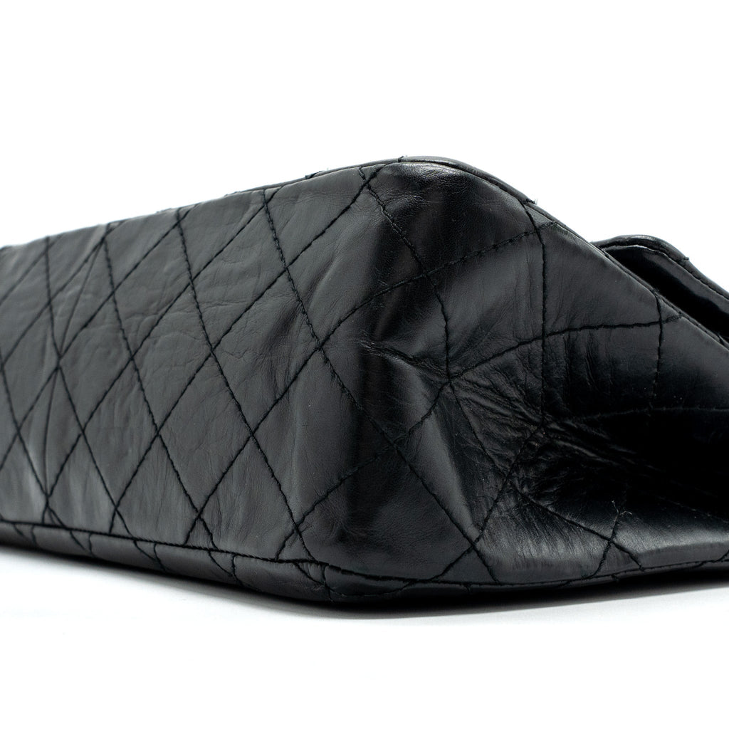 CHANEL LARGE 2.55 REISSUE FLAP BAG AGED CALFSKIN BLACK LGHW