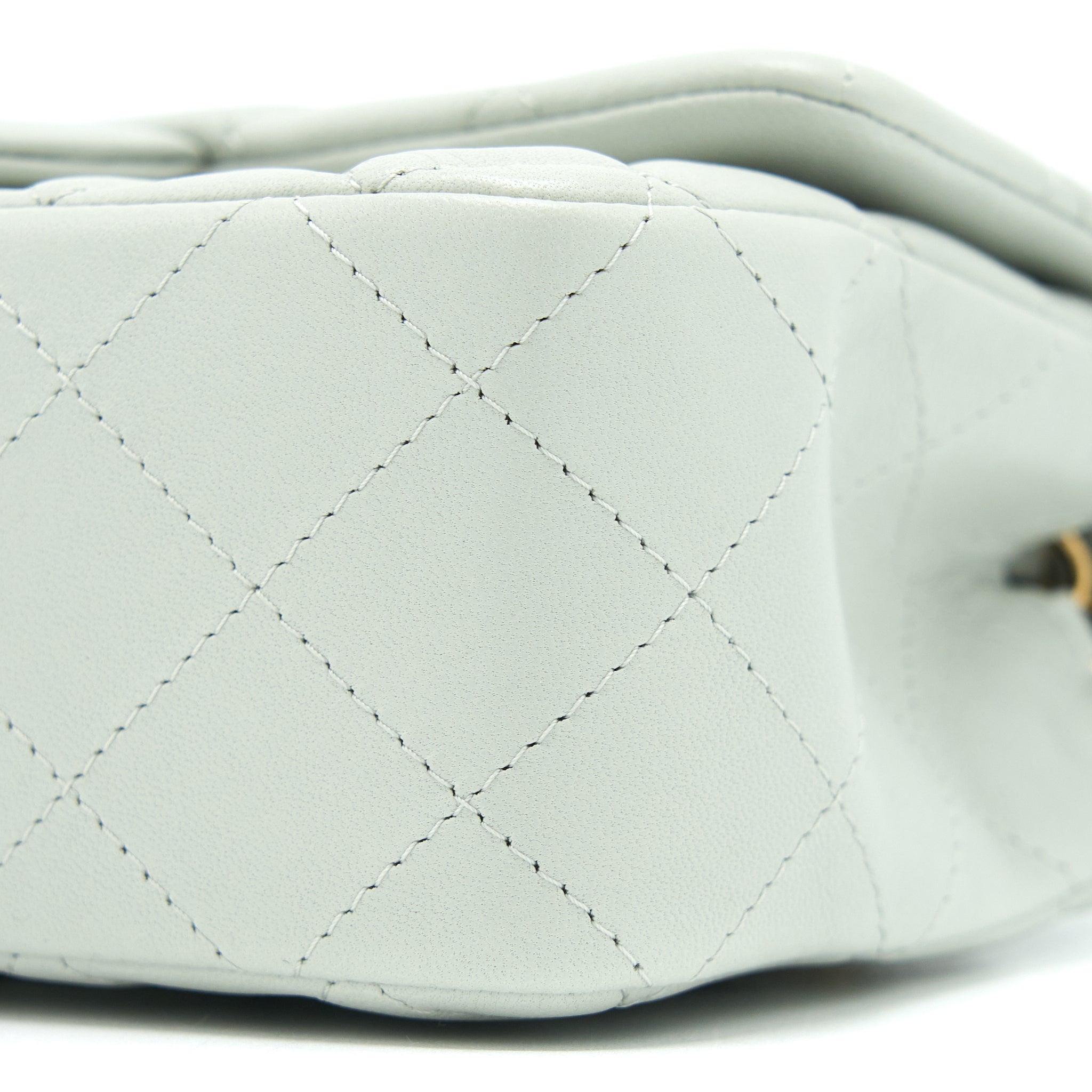 CHANEL 23C MINI RECTANGULAR FLAP BAG LAMBSKIN LIGHT GREY LGHW (MICROCHIP)