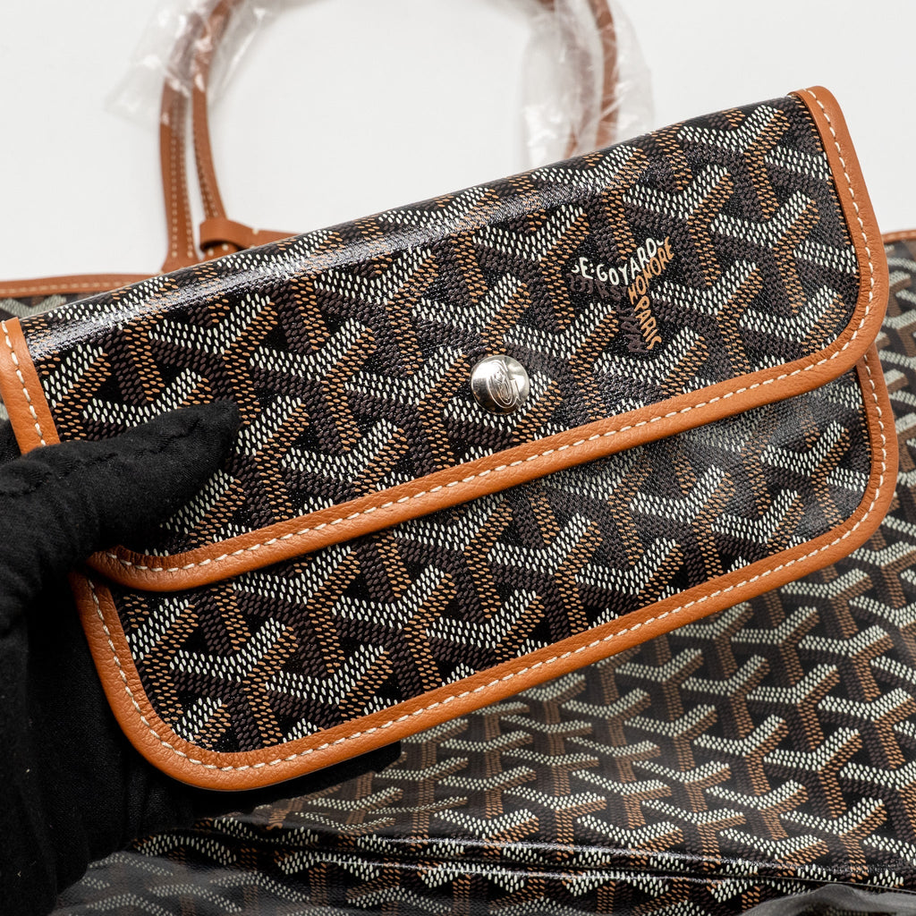GOYARD SAINT LOUIS PM BAG GOYARDINE CANVAS/CALFSKIN NATUREL SHW