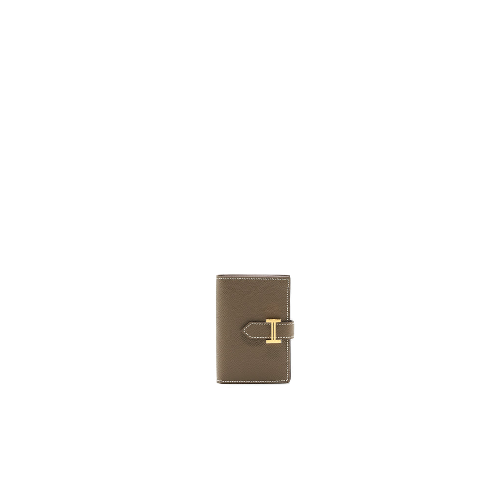 HERMES BEARN CARD HOLDER ETOUPE GHW EPSOM LEATHER
