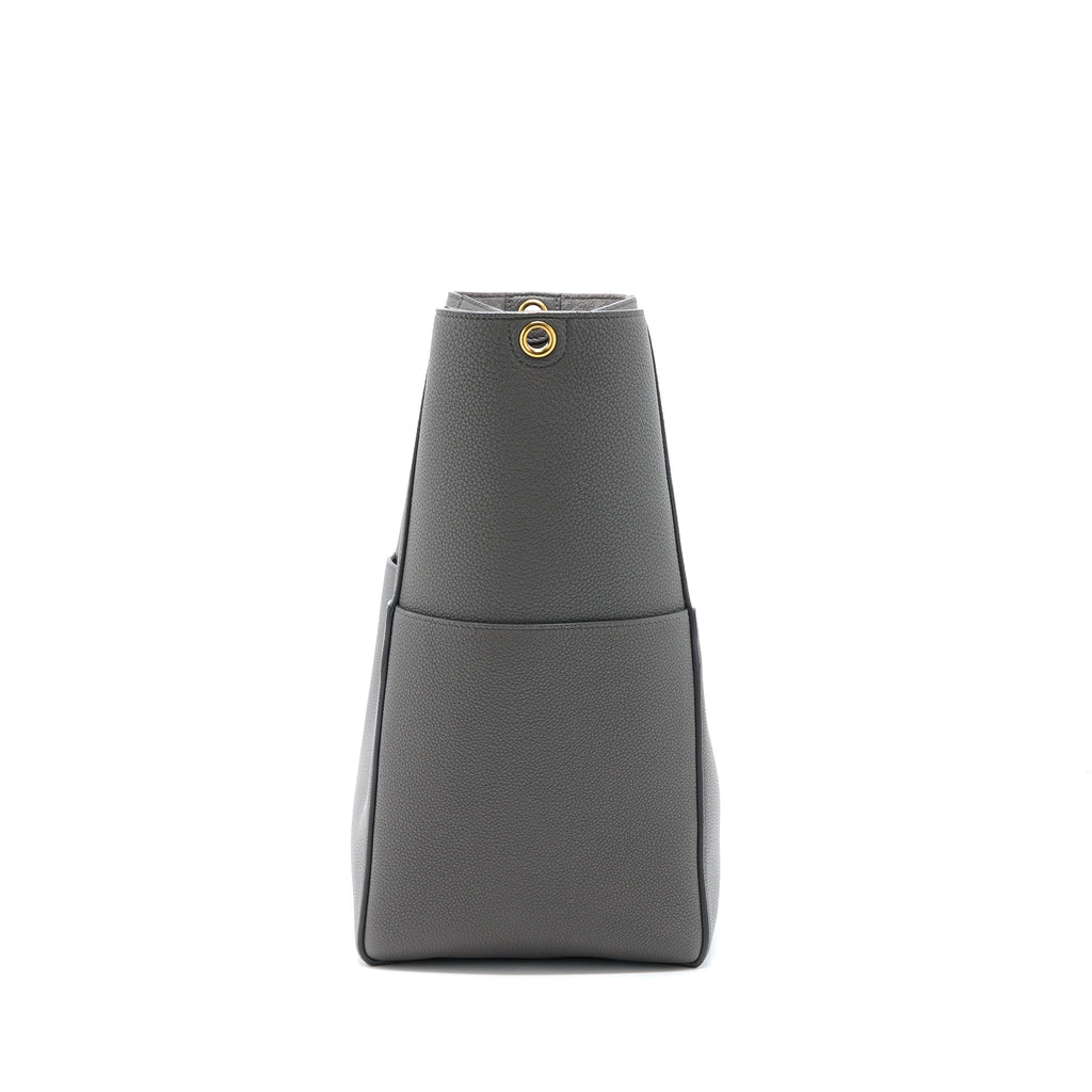 CELINE SANGLE BUCKET BAG GRAINED CALFSKIN GREY GHW