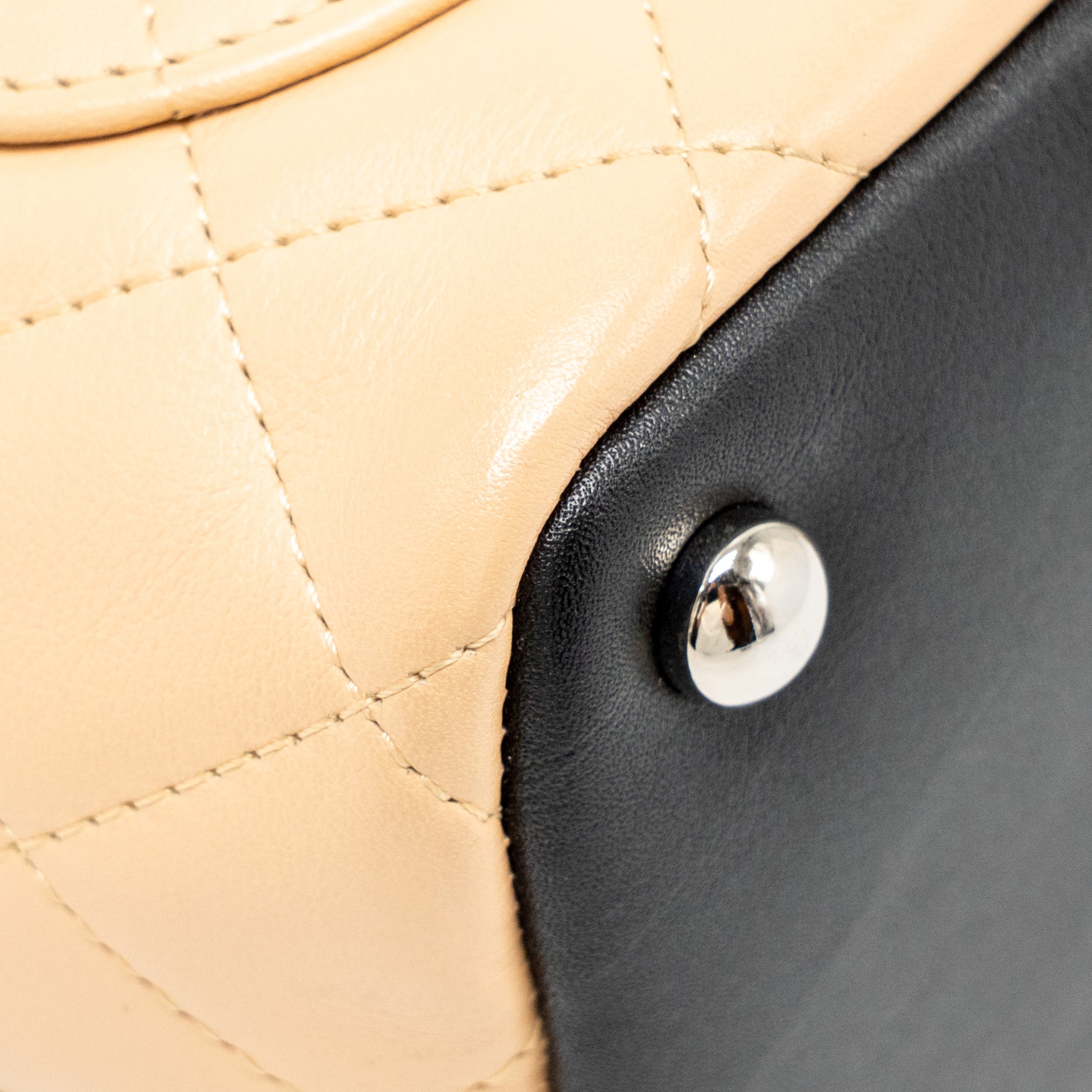 CHANEL CAMBON TOTE BAG LAMBSKIN BEIGE / BLACK SHW