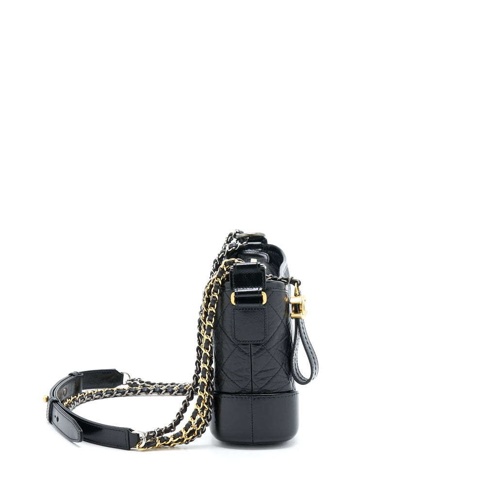 CHANEL SMALL GABRIELLE HOBO BAG BLACK WITH MULTICOLOUR HARDWARE (MICROCHIP)