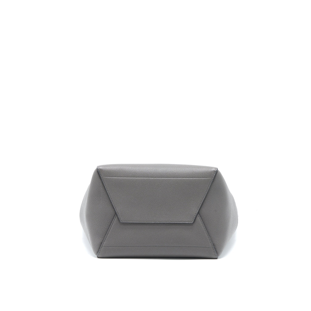 CELINE SANGLE BUCKET BAG GRAINED CALFSKIN GREY GHW