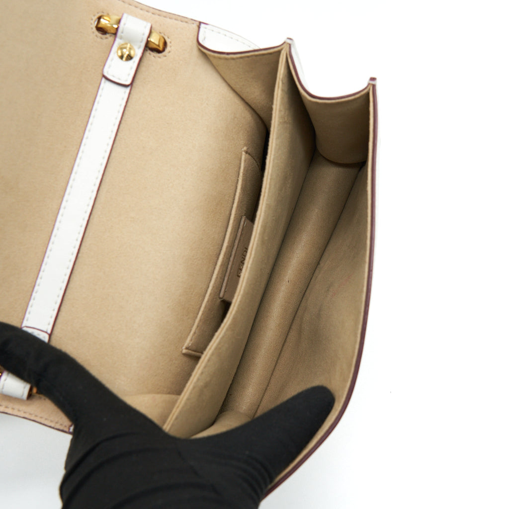 FENDI KAN I BAG WHITE/MULTICOLOUR GOLD AND SILVER HARDWARE