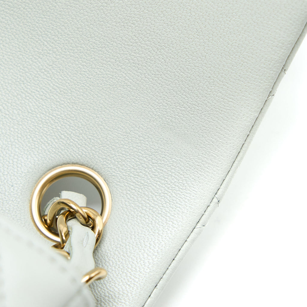 CHANEL 23C MINI RECTANGULAR FLAP BAG LAMBSKIN LIGHT GREY LGHW (MICROCHIP)