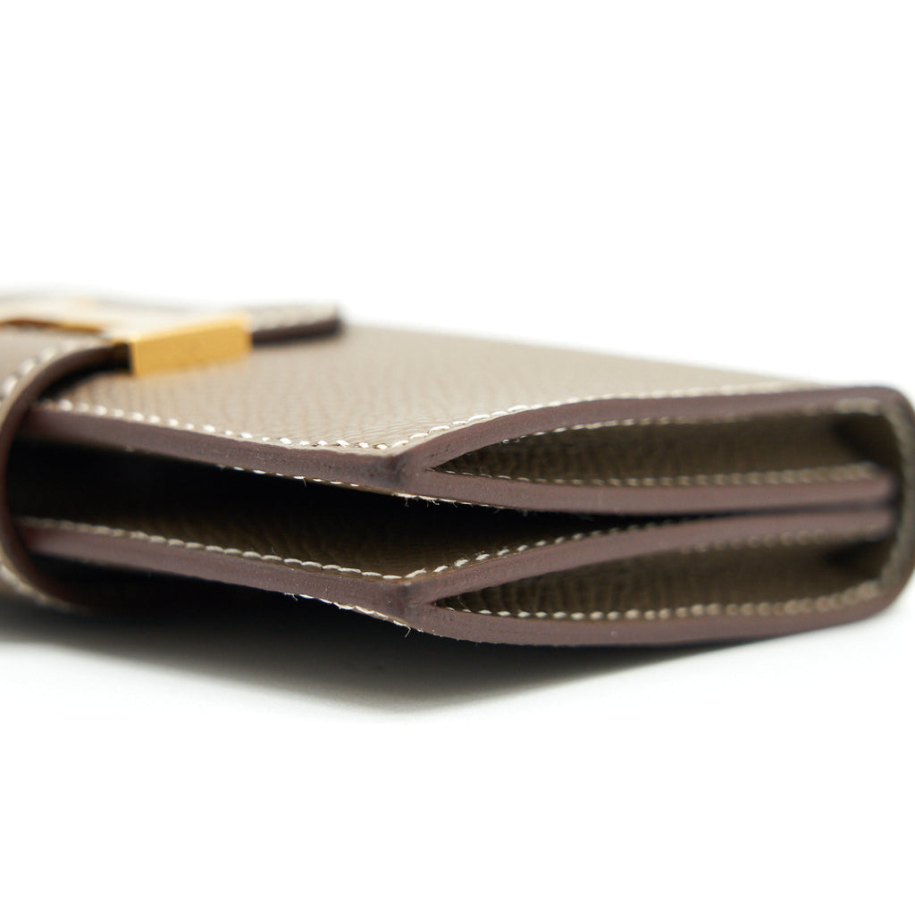 HERMES BEARN CARD HOLDER ETOUPE GHW EPSOM LEATHER