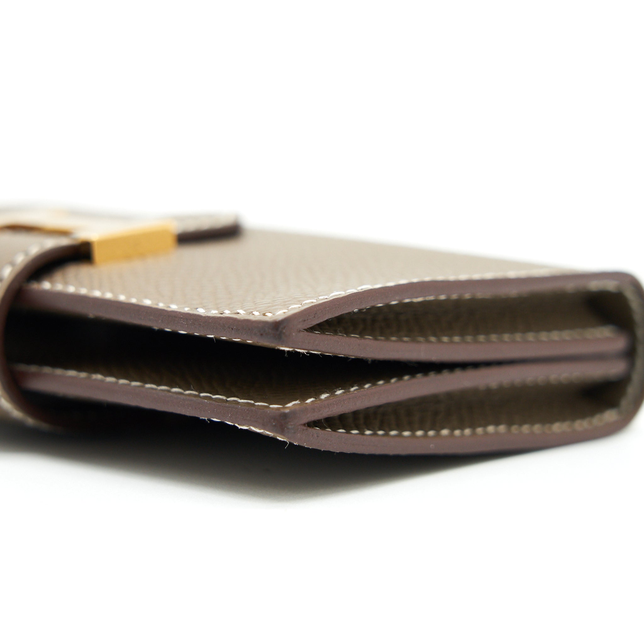 HERMES BEARN CARD HOLDER ETOUPE GHW EPSOM LEATHER