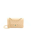 CHANEL MEDIUM CLASSIC FLAP BAG LAMBSKIN BEIGE LGHW (MICROCHIP)