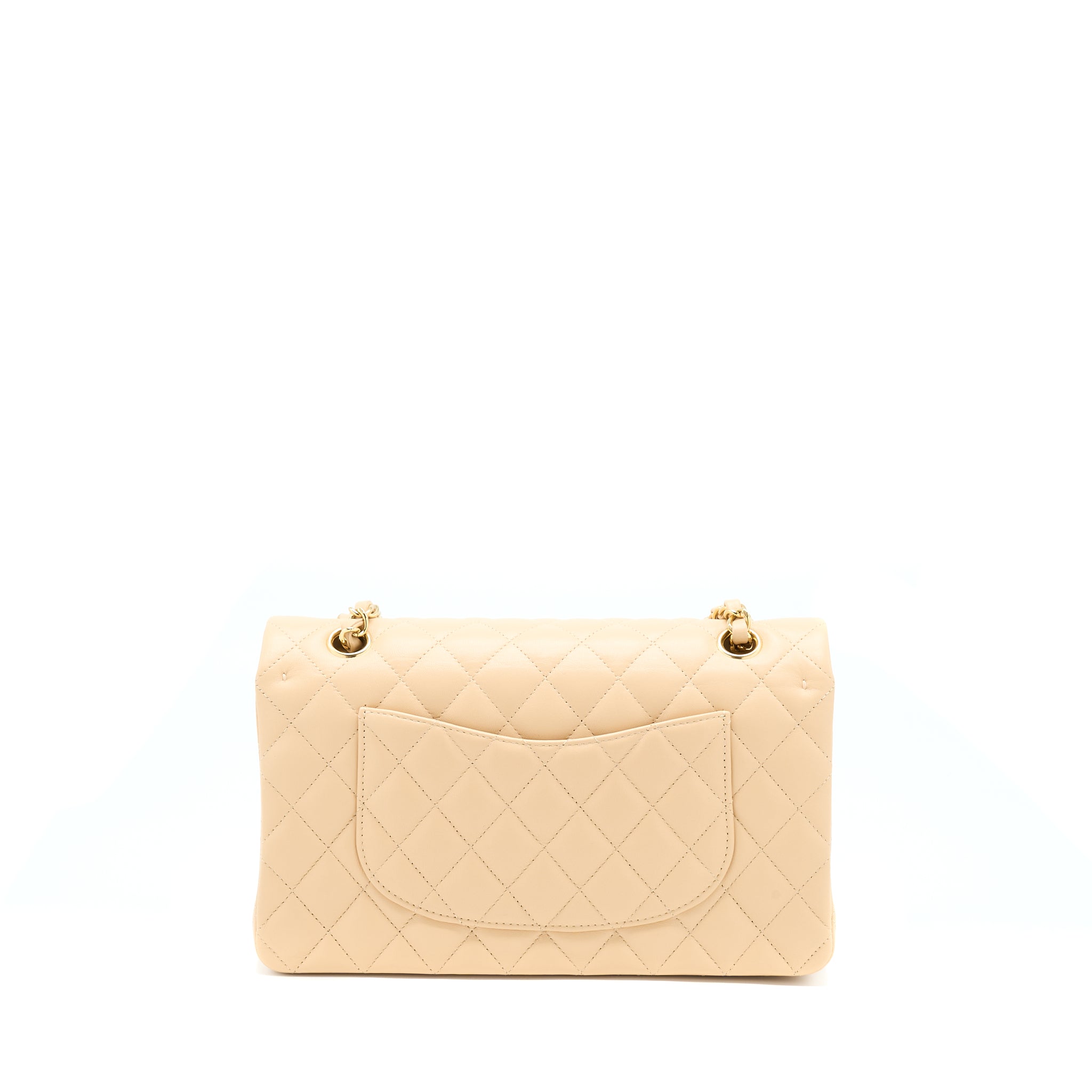 CHANEL MEDIUM CLASSIC FLAP BAG LAMBSKIN BEIGE LGHW (MICROCHIP)