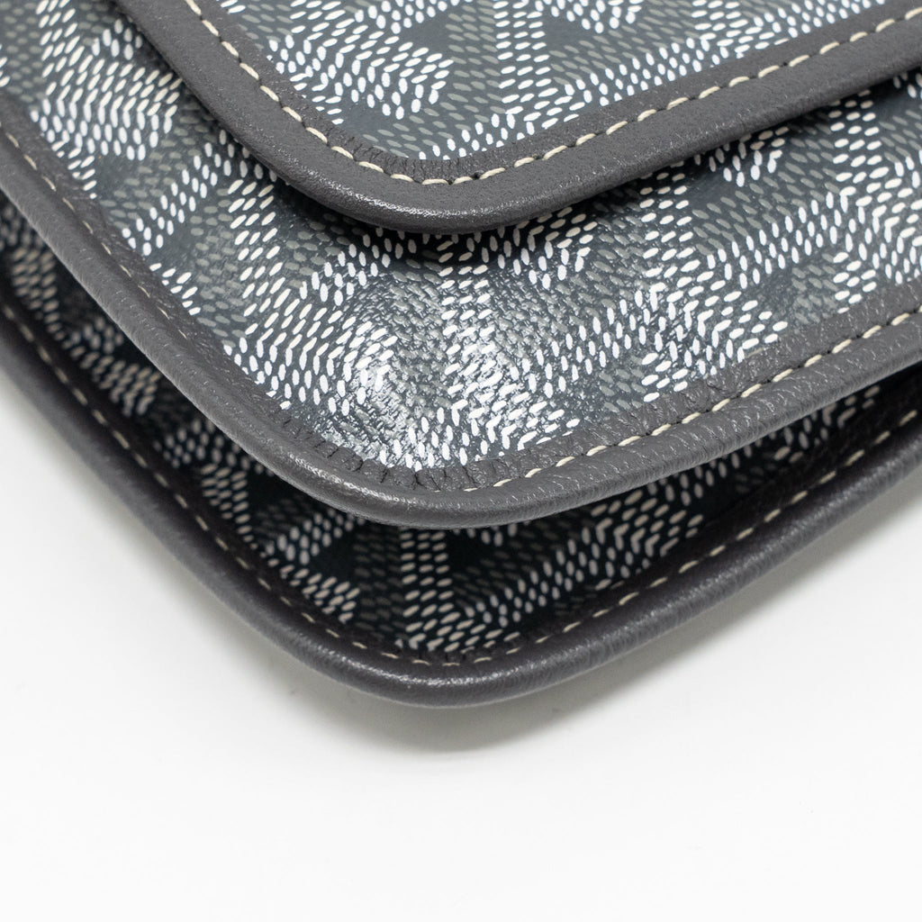 GOYARD PLUMET POCKET WALLET GOYARDINE CANVAS/CALFSKIN GREY SHW