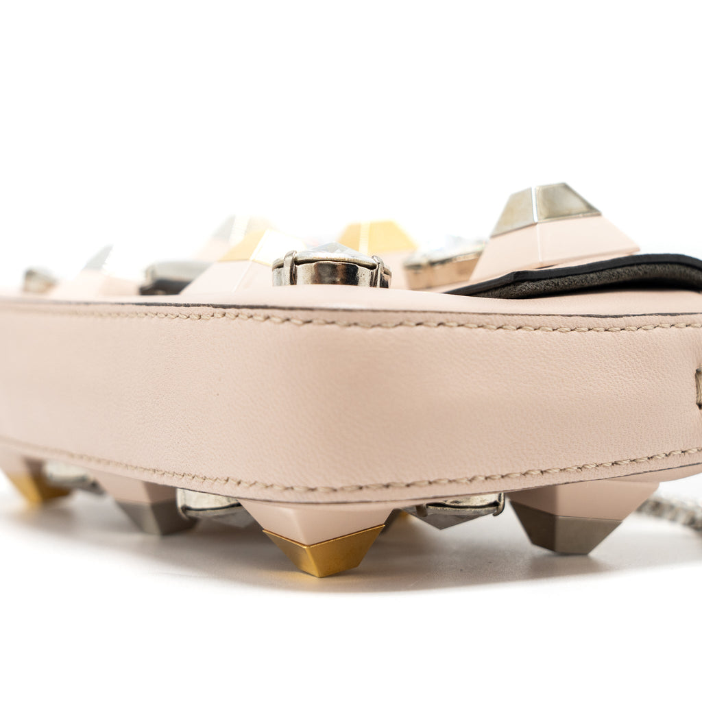 FENDI MINI FLAP CLUTCH WITH CHAIN LAMBSKIN LIGHT PINK SHW