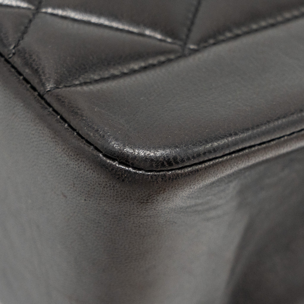 CHANEL VINTAGE SMALL DIANA QUILTED FLAP BAG LAMBSKIN BLACK GHW