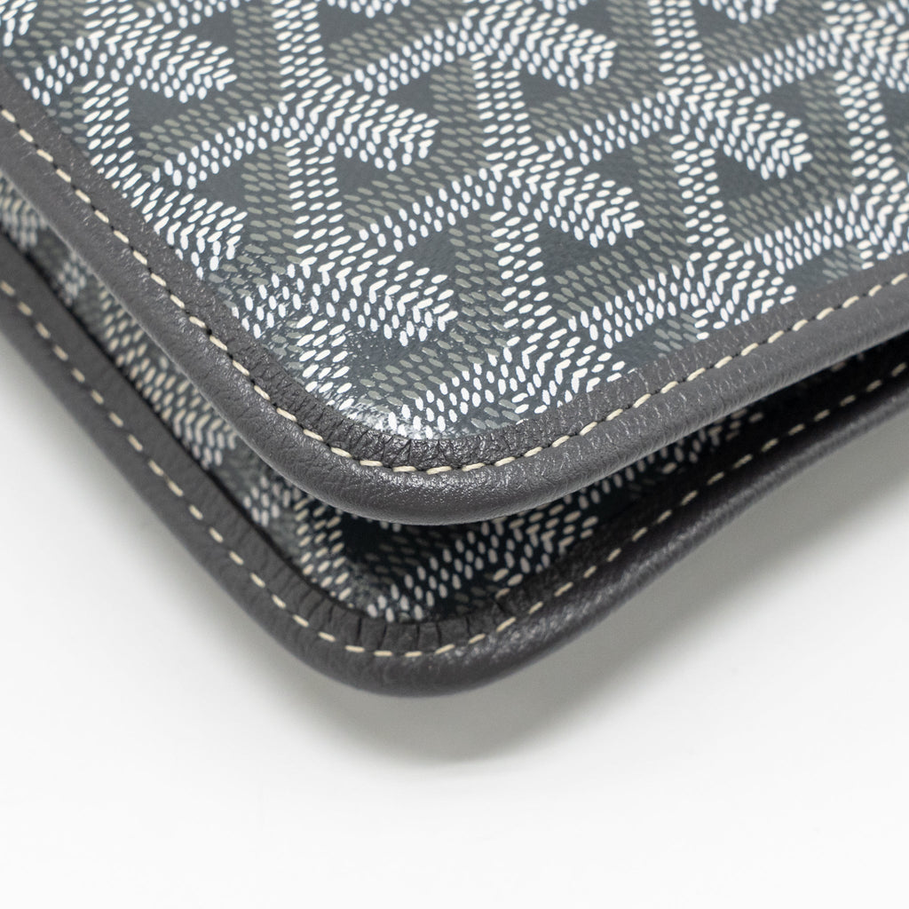 GOYARD PLUMET POCKET WALLET GOYARDINE CANVAS/CALFSKIN GREY SHW