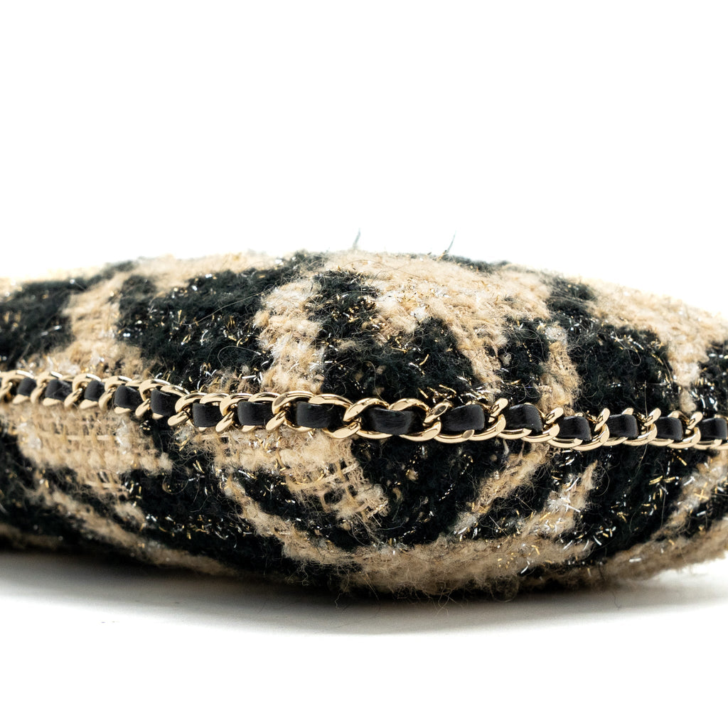 CHANEL VERTICAL PHONE CASE TWEED MULTICOLOR BLACK / LIGHT BROWN LGHW