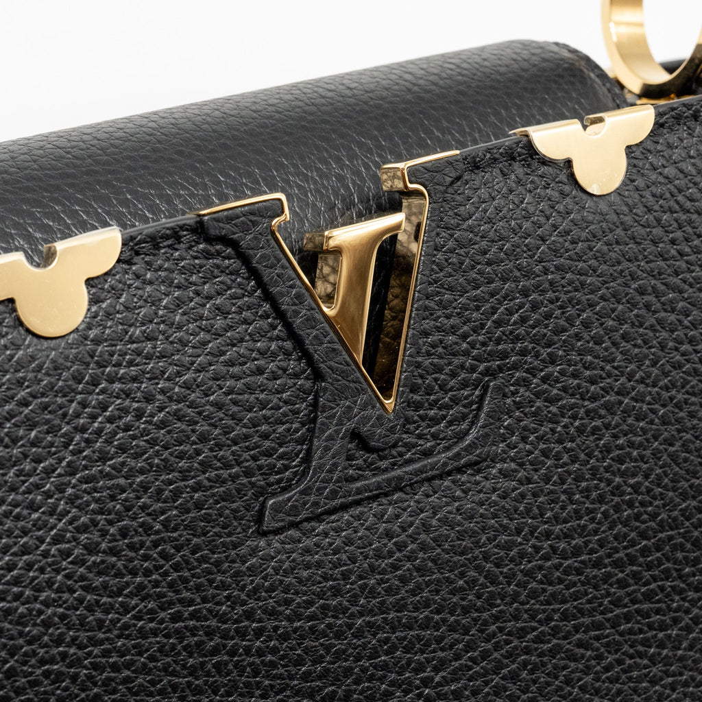LOUIS VUITTON CAPUCINES MM TAURILLON LEATHER BLACK GHW