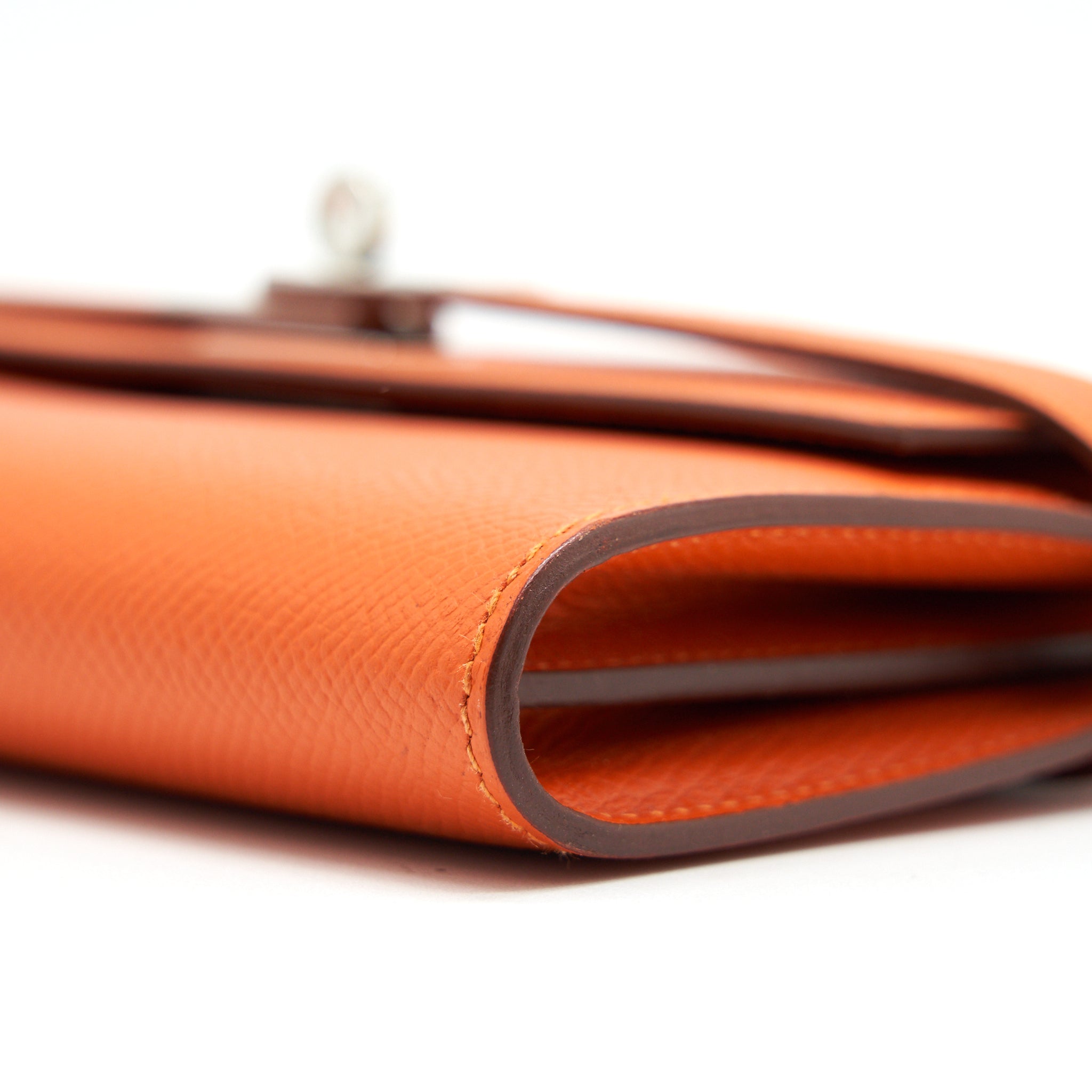 HERMES KELLY LONG WALLET ORANGE SHW EPSOM LEATHER