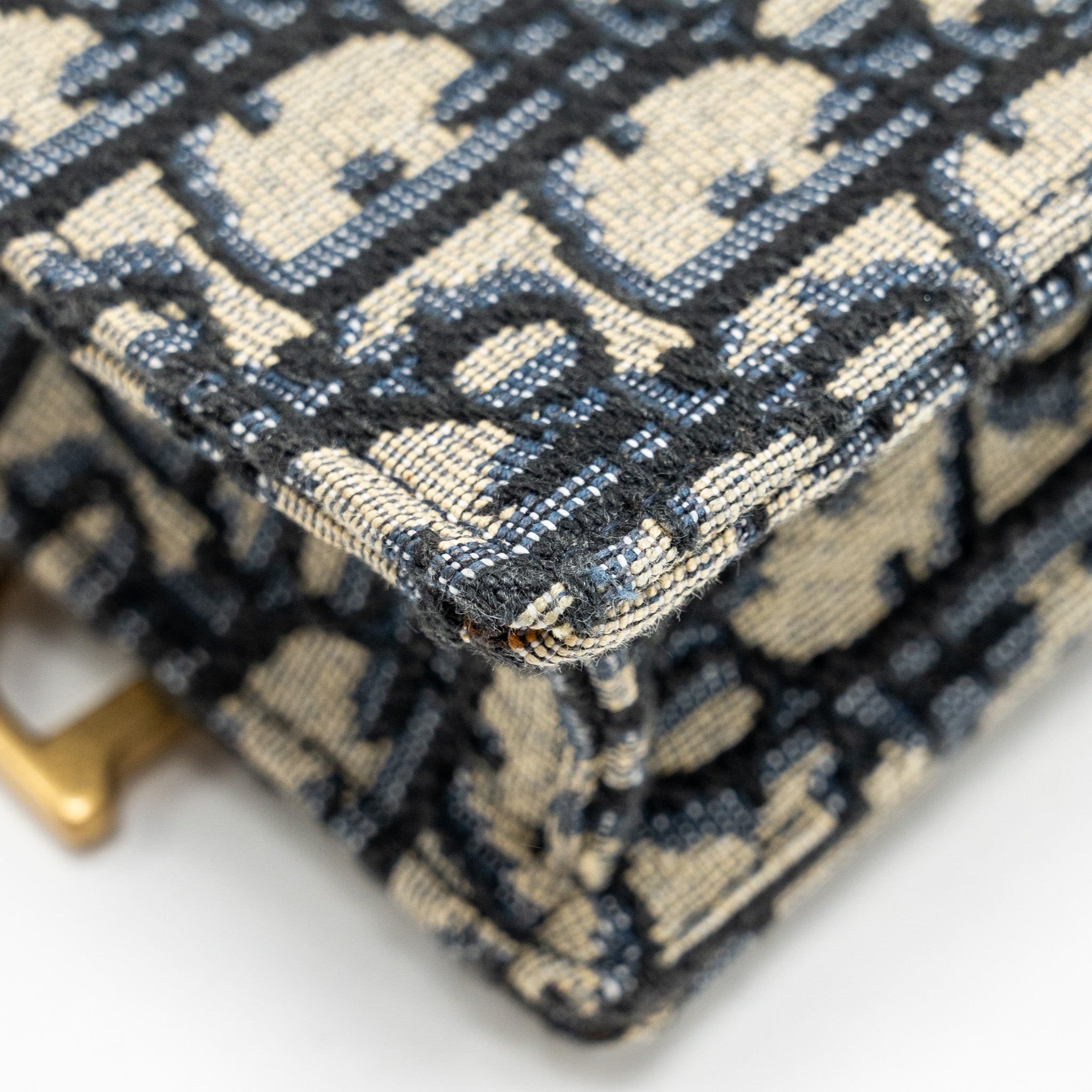 DIOR SADDLE PHONE POUCH BLUE OBLIQUE JACQUARD GHW