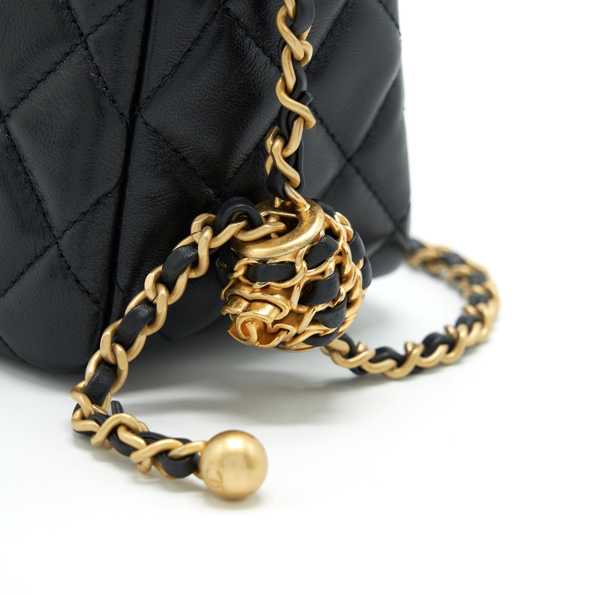 CHANEL 22S PEARL CRUSH HOBO BAG LAMBSKIN BLACK GHW
