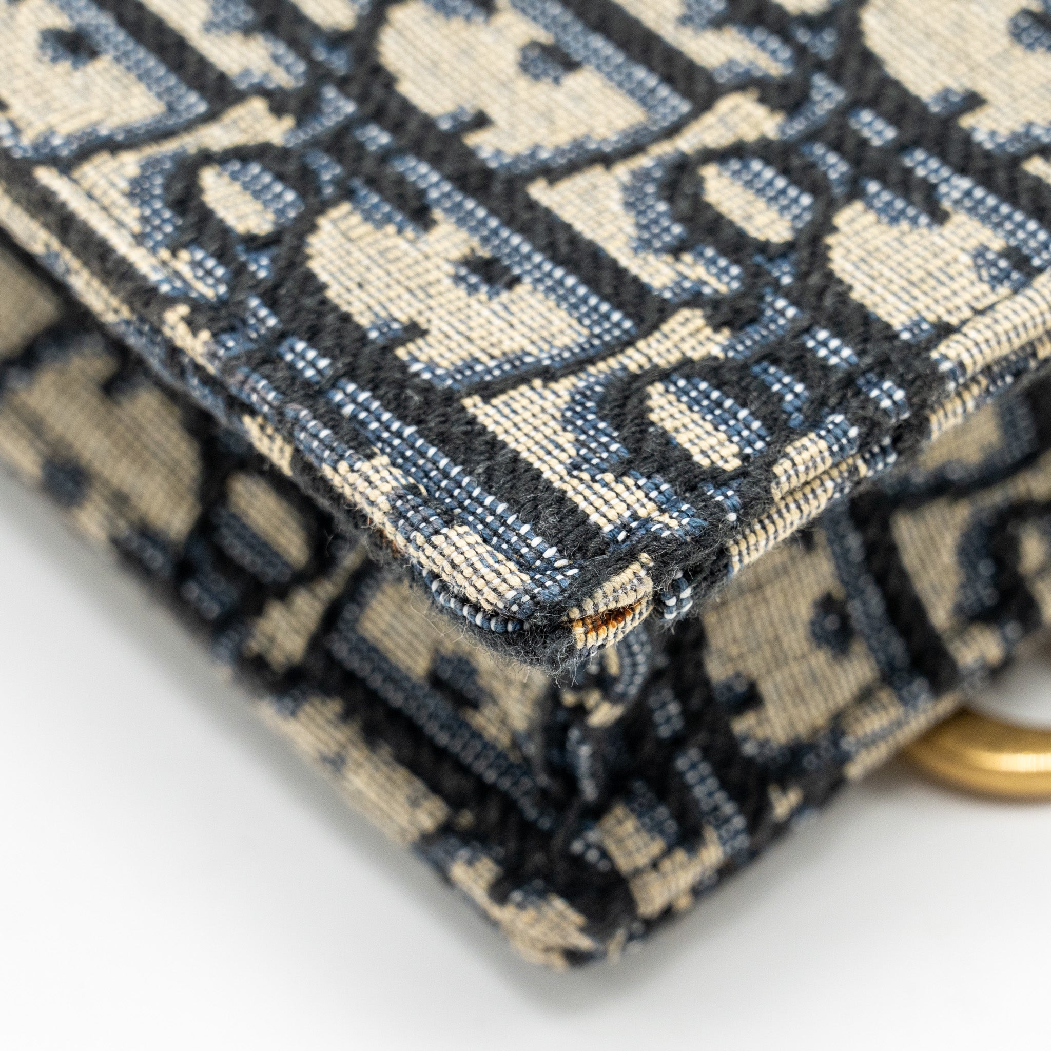 DIOR SADDLE PHONE POUCH BLUE OBLIQUE JACQUARD GHW