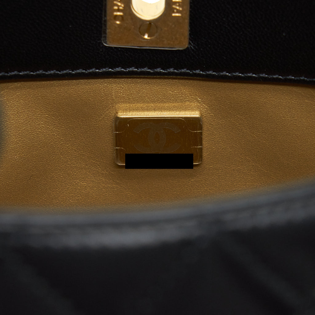 CHANEL 22S PEARL CRUSH HOBO BAG LAMBSKIN BLACK GHW