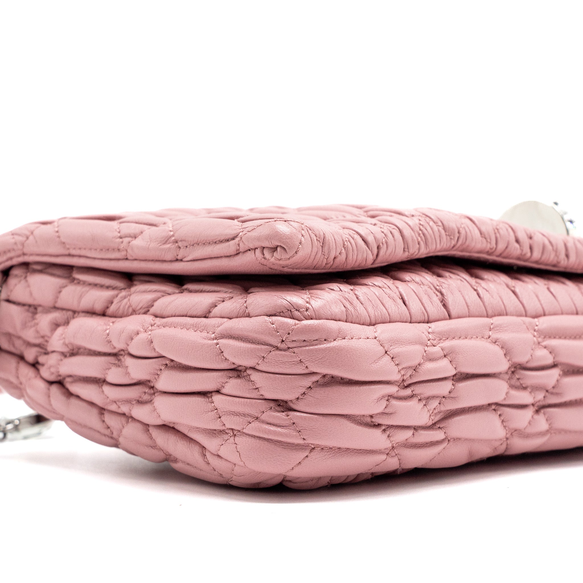 MIU MIU CRYSTAL SHOULDER BAG LAMBSKIN PINK SHW