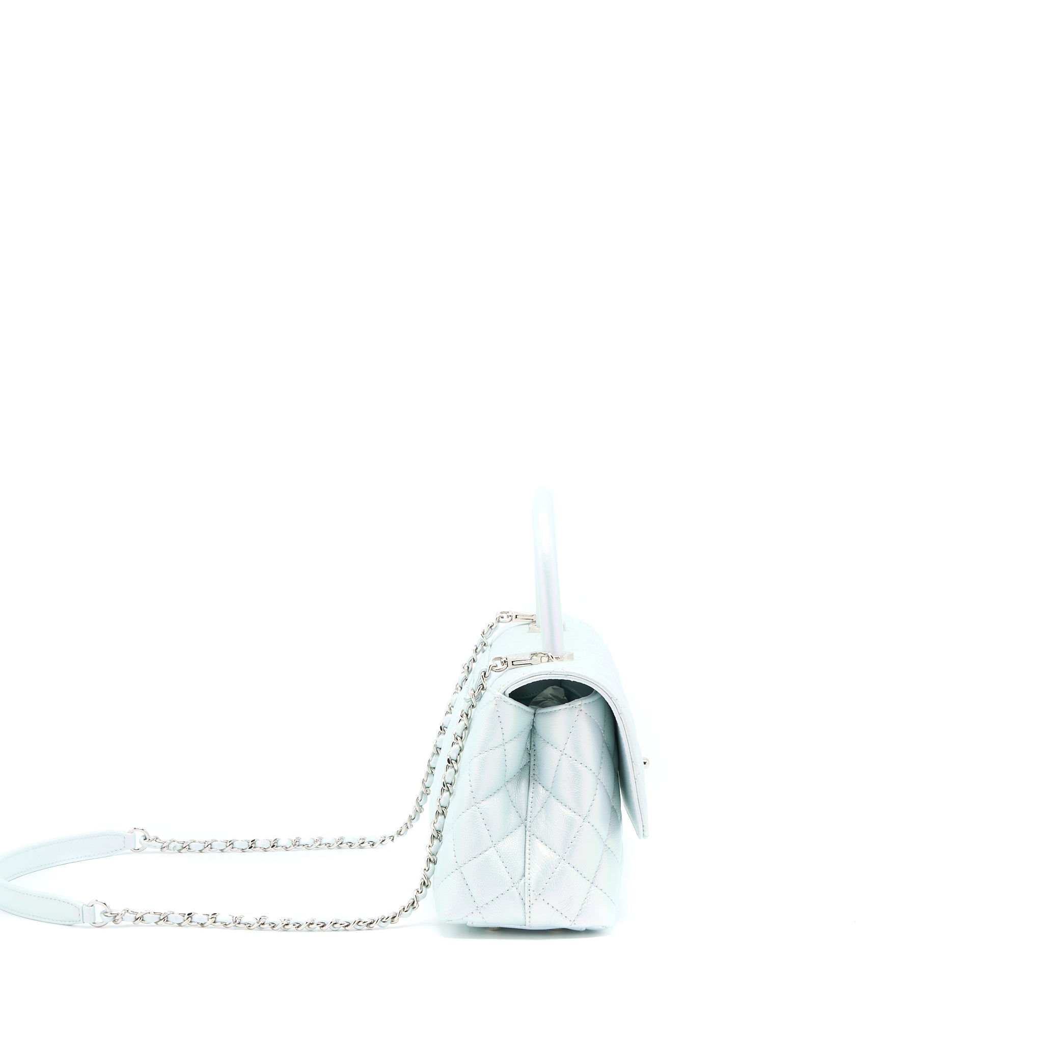CHANEL SMALL COCO HANDLE OMBRÉ IRIDESCENT LIGHT BLUE MULTICOLOUR HARDWARE (MICROCHIP)