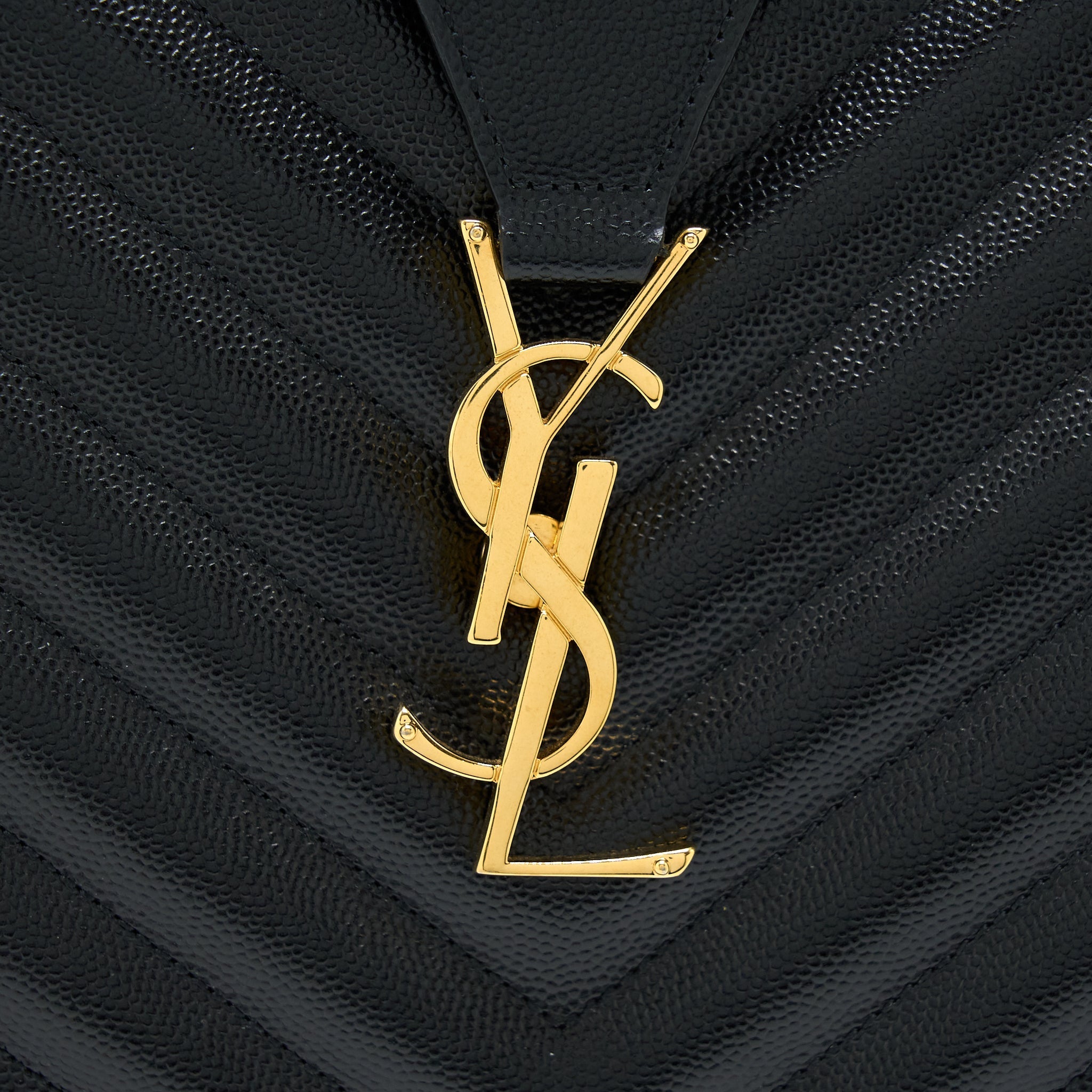SAINT LAURENT/YSL CHEVRON TOTE BAG BLACK GHW
