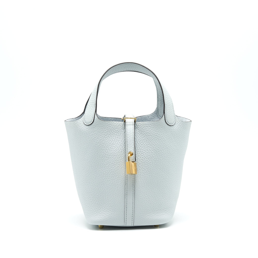 HERMES PICOTIN 18 LOCK BAG BLUE PALE GHW