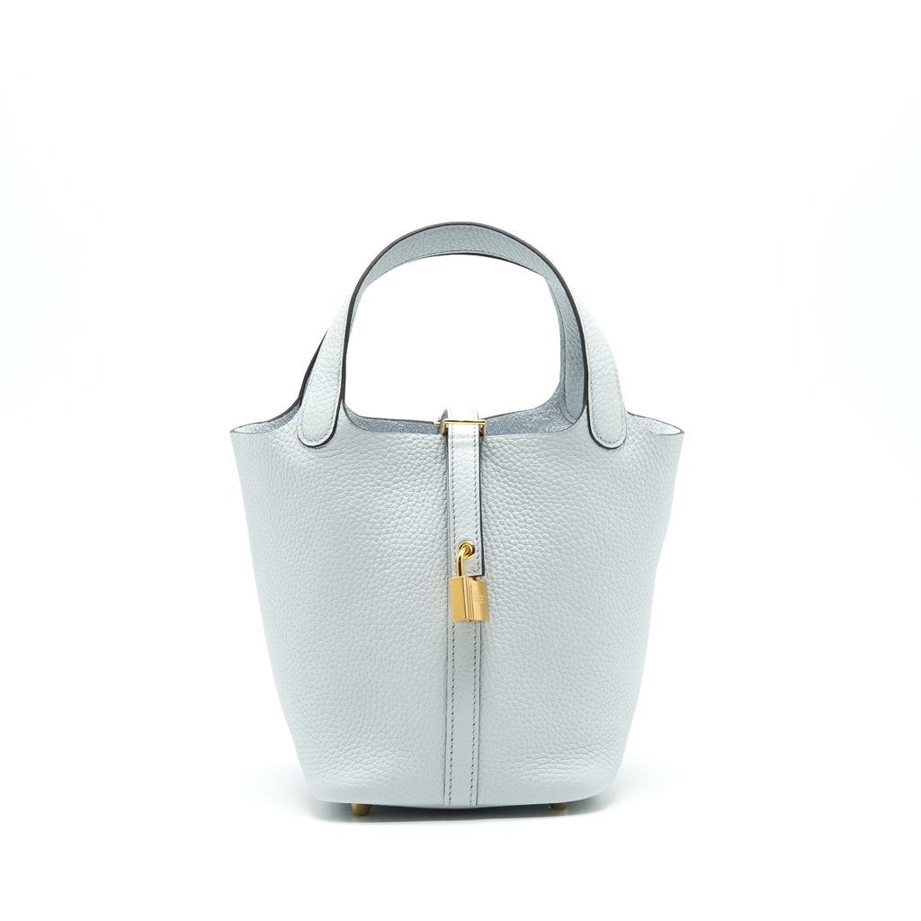 HERMES PICOTIN 18 BLUE PALE GHW