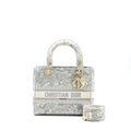 DIOR MEDIUM LADY DIOR BAG D-LITE BAG LIGHT GREY LGHW