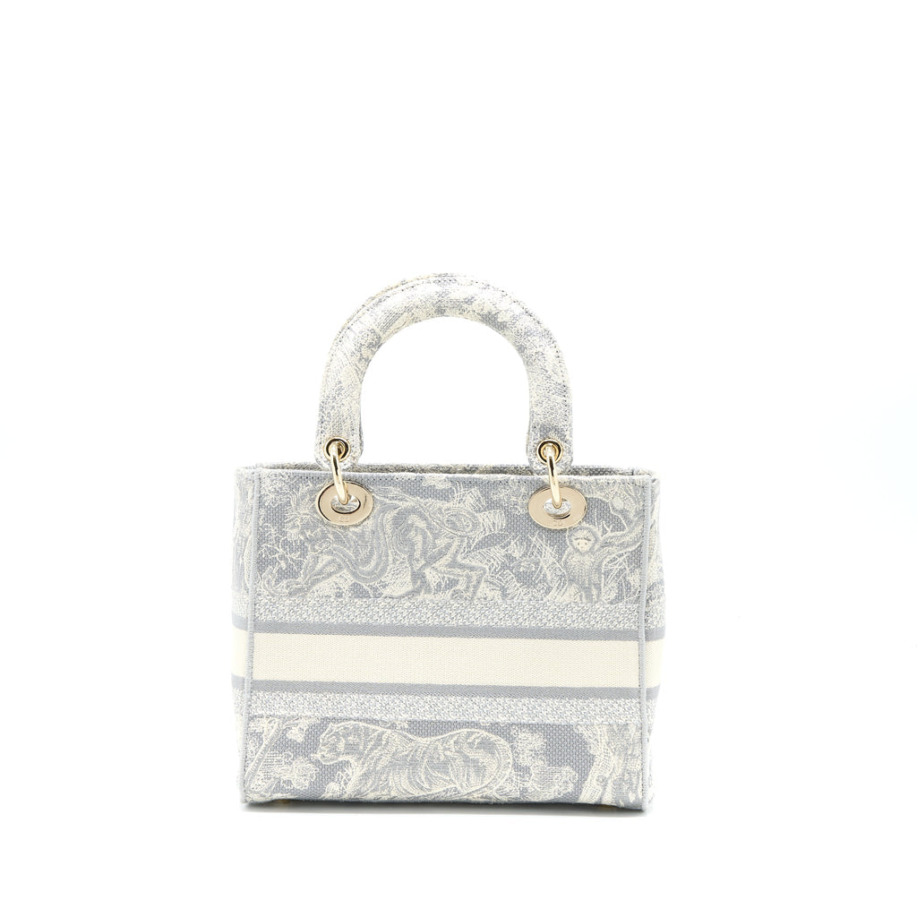 DIOR MEDIUM LADY DIOR BAG D-LITE BAG LIGHT GREY LGHW