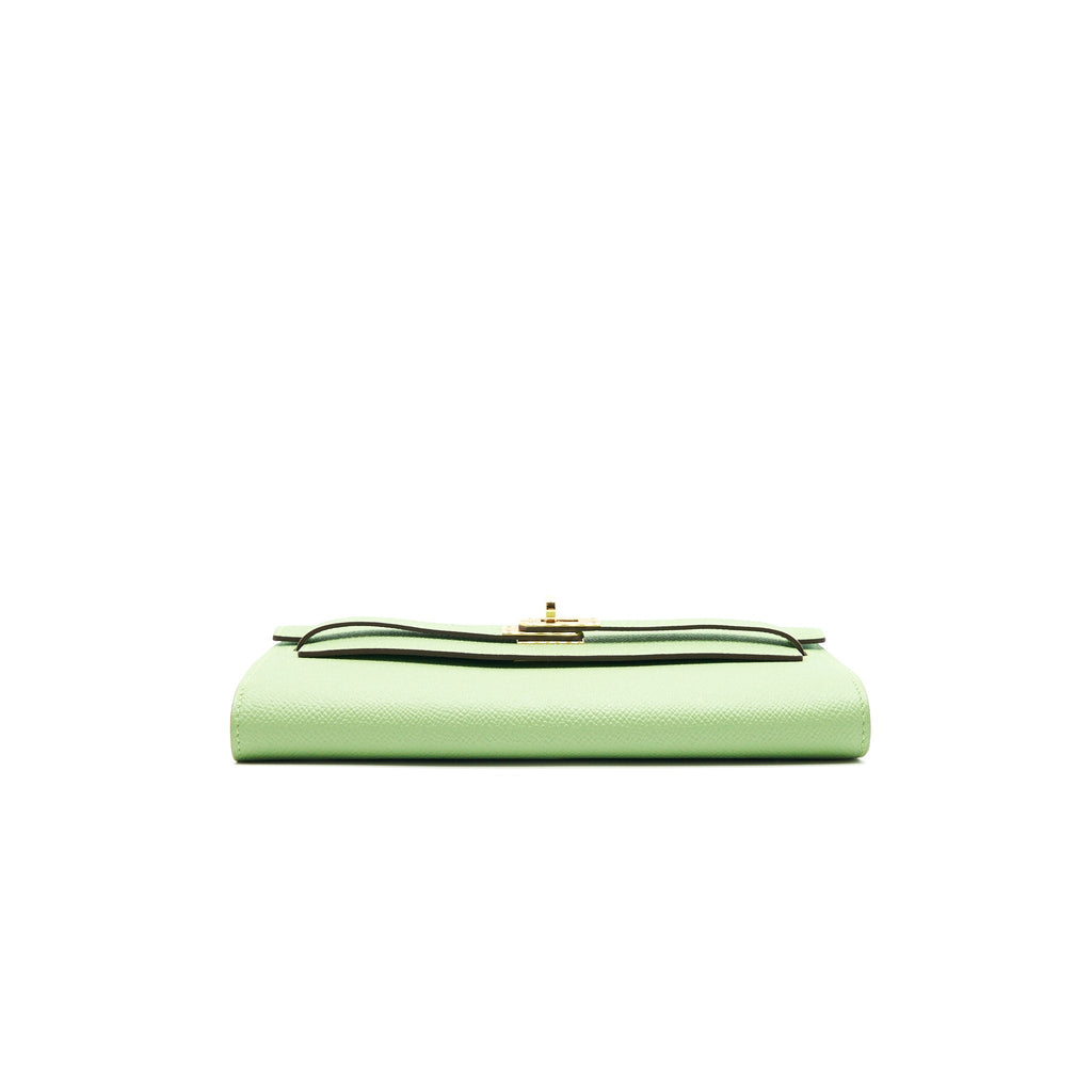 HERMES KELLY TO GO VERSO VERT CRIQUET AND BLUE BRUME GHW
