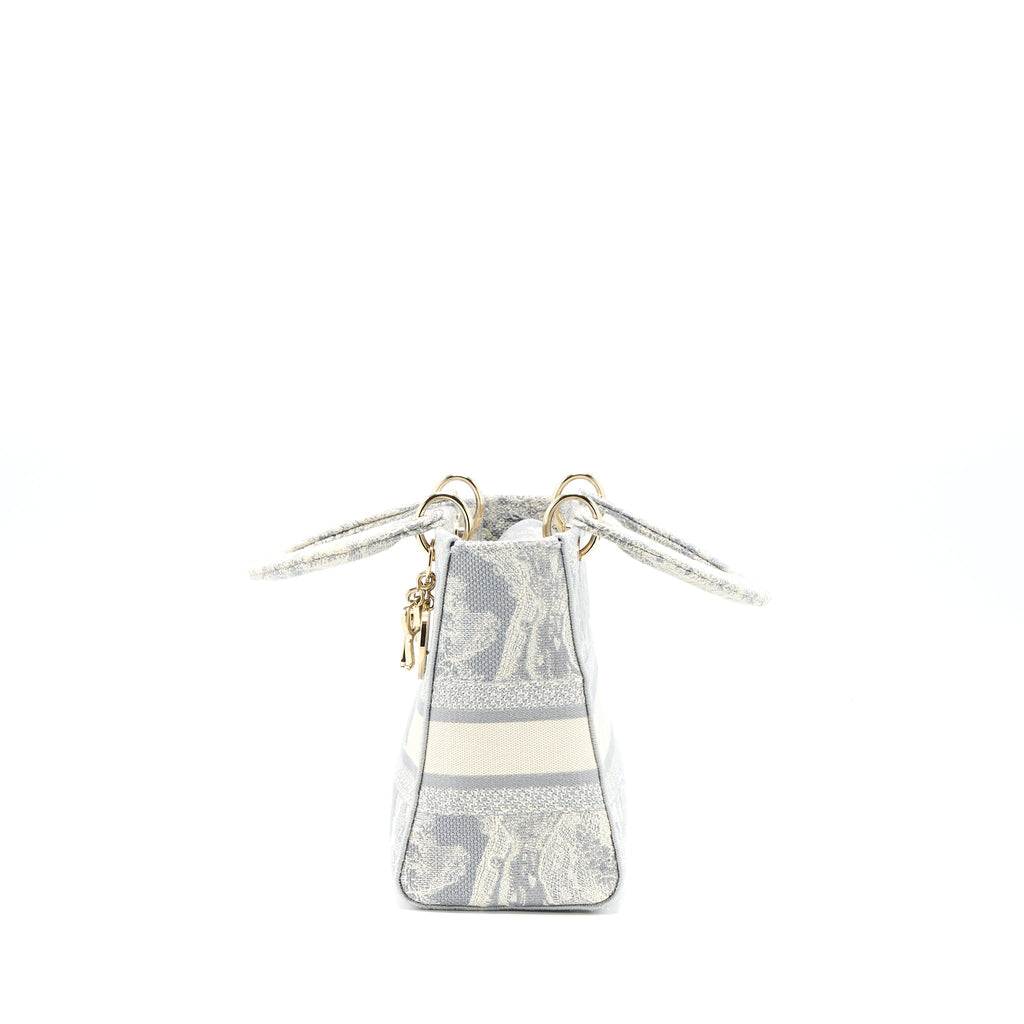 DIOR MEDIUM LADY DIOR BAG D-LITE BAG LIGHT GREY LGHW