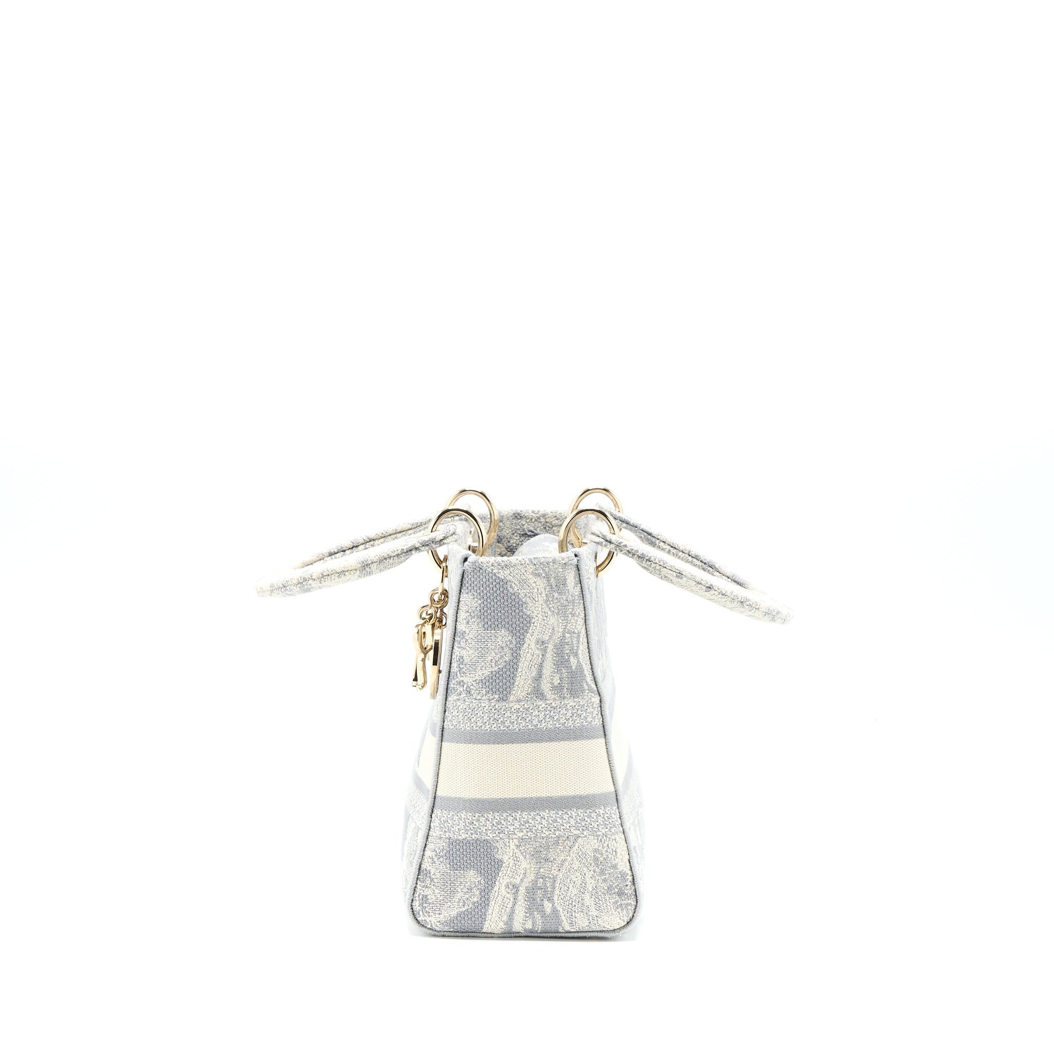 DIOR MEDIUM LADY DIOR BAG D-LITE BAG LIGHT GREY LGHW