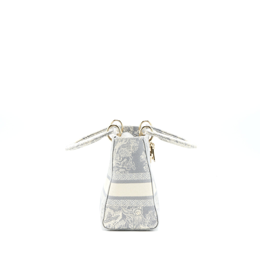 DIOR MEDIUM LADY DIOR BAG D-LITE BAG LIGHT GREY LGHW