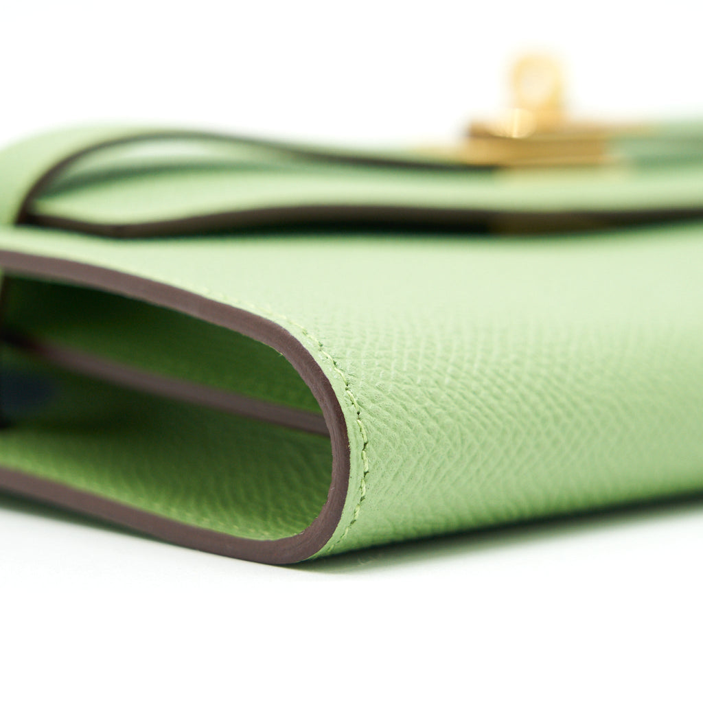 HERMES KELLY TO GO VERSO VERT CRIQUET AND BLUE BRUME GHW