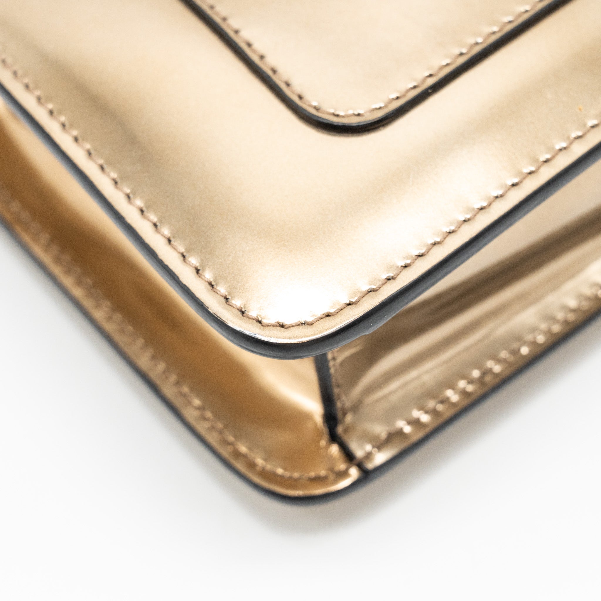 BVLGARI SERPENTI FOREVER SHOULDER BAG PATENT METALLIC GOLD GHW